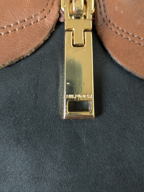 Tommy Hilfiger Black Tan Leather Riding Boots Size 6 Zipper - Picture 3 of 16